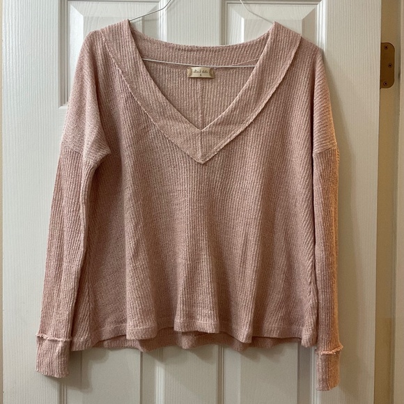 Altar'd State V-neck Sweater, Light Pink, Size S - Picture 1 of 4
